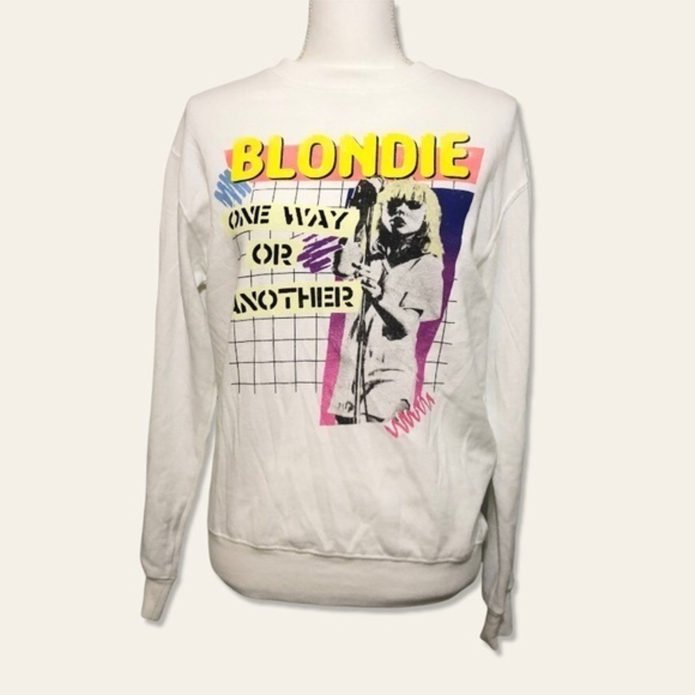 NWOT Blondie Sweatshirt Sweater Pullover White One Way Or Another Punk Pop New